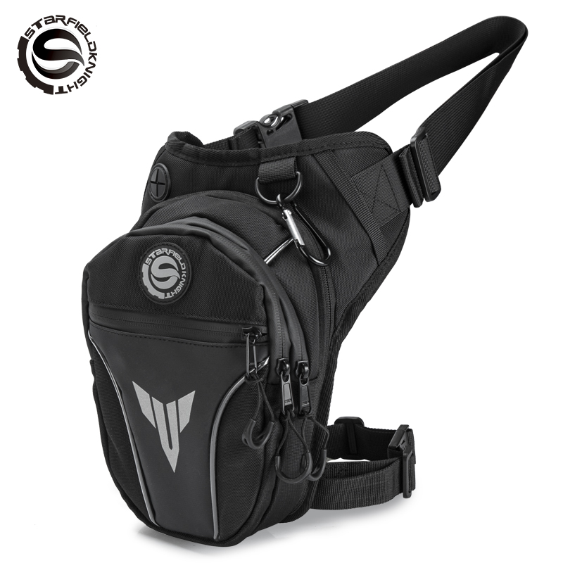 Motorcycle Gear Logo - SFK Black Motorcycle Drop Leg Bag