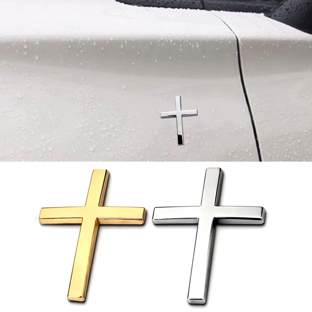 Motorcycle Gear Logo - Black Silver Gold Cross Chrome 3D