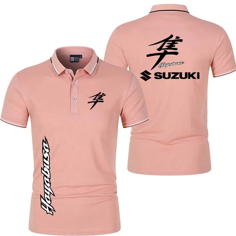Motorcycle Gear Logo - Men's Polo Shirt Button Design Suzuki